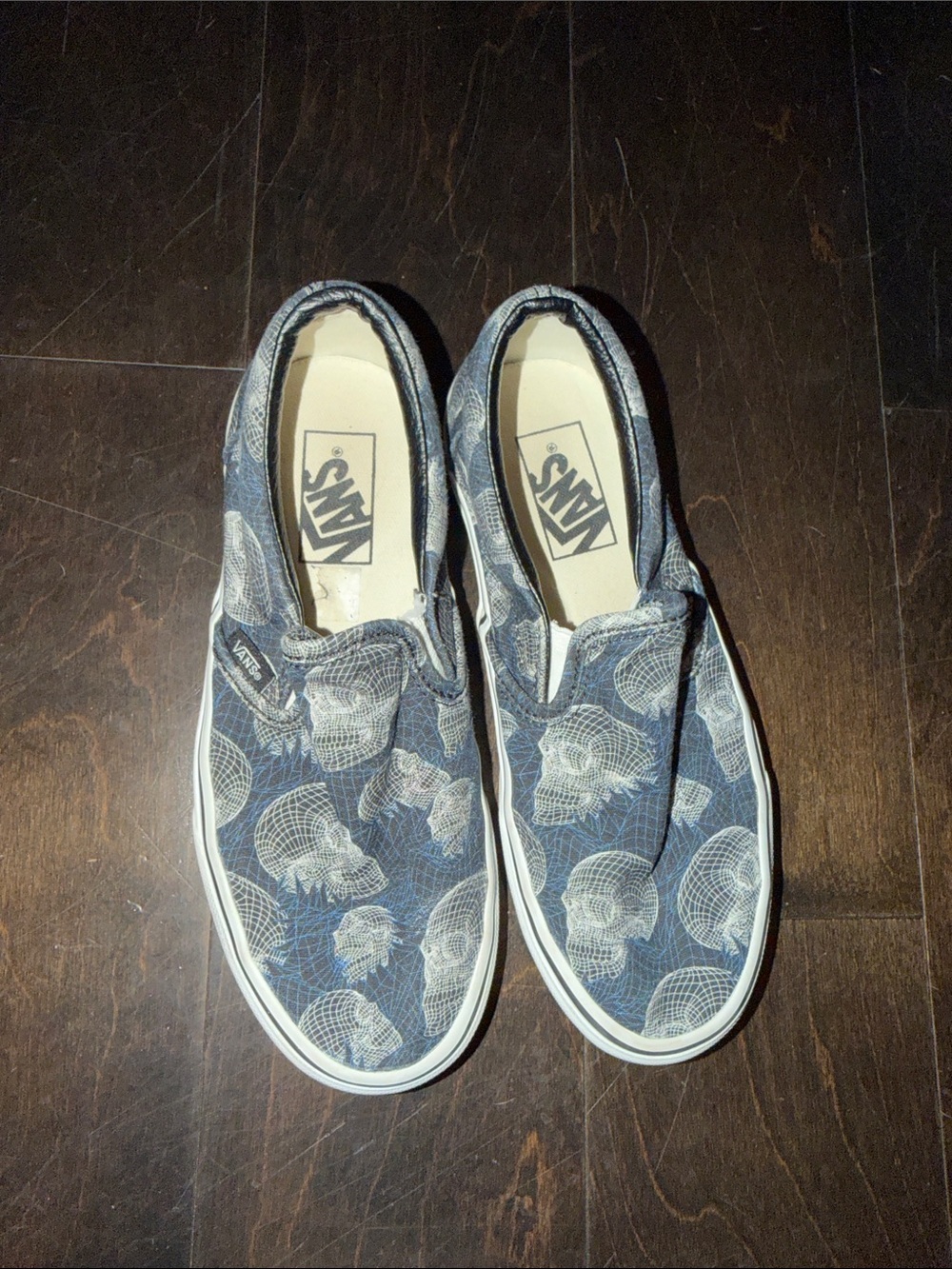 Vans Kids Slip-On Sneakers in Navy with White Skull Pattern
